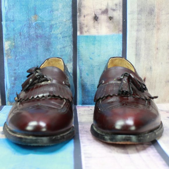 Johnston Murphy Burgundy Leather Tassel Kilt Wingtip Dress Shoes Size 10 D - Picture 4 of 10